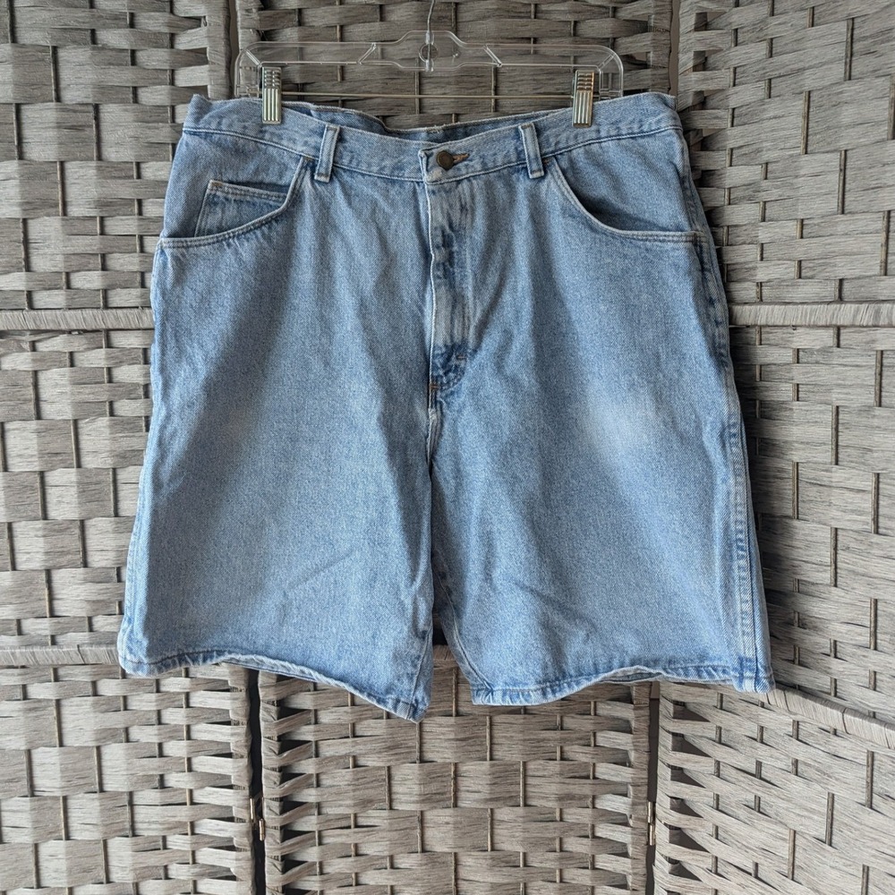 Vtg 90s Wrangler Denim Jorts Light Wash Jean Shorts 38 Baggy Skater Streetwear